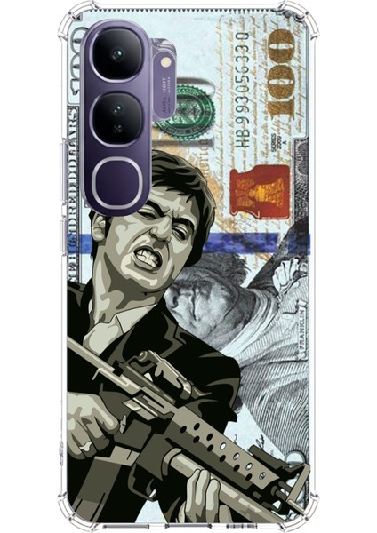 Vivo V40 Lite Uyumlu Scarface Dolar Tasarımlı Baskılı Silikon Kılıf