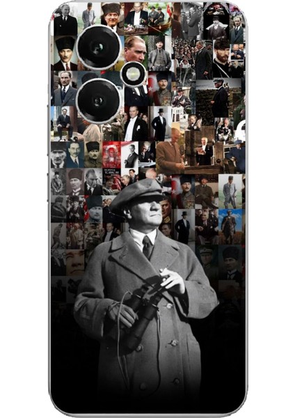 Honor 400 Uyumlu Atatürk Portre Kolaj Baskılı Silikon Kılıf