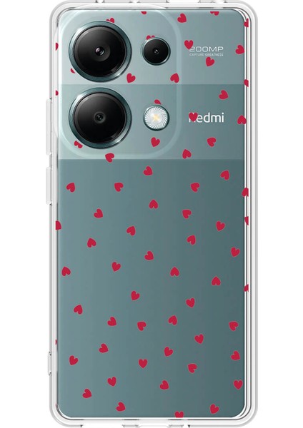 Redmi Note 13 Pro 4g Uyumlu Kırmızı Kalpler Tasarımlı Baskılı Silikon Kılıf