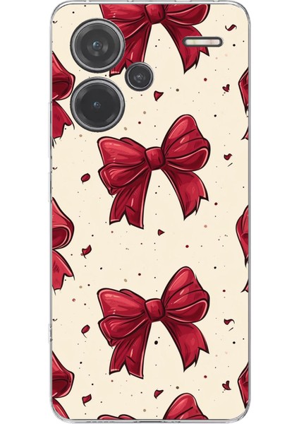 Redmi Note 13 Pro Plus 5g Uyumlu Büyük Kırmızı Fiyonklar Baskılı Silikon Kılıf