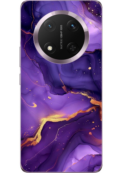 Honor Magic 7 Lite Uyumlu Ametist Taşı Mor Mermer Baskılı Silikon Kılıf