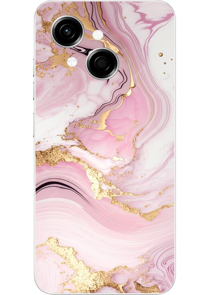 Tecno Spark Go 1 Uyumlu Pembe Mermer Baskılı Silikon Kılıf