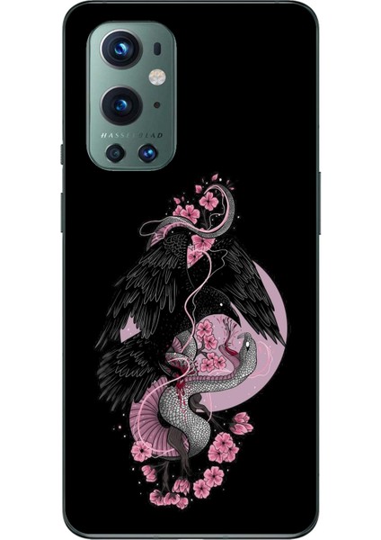 Oneplus 9 Pro Uyumlu Pembe Siyah Yılan Baskılı Silikon Kılıf