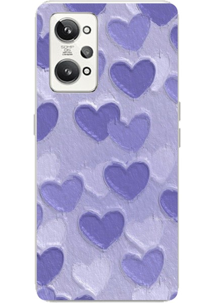 Realme Gt2 Pro Uyumlu Mor Kalpler Tasarımlı Baskılı Silikon Kılıf