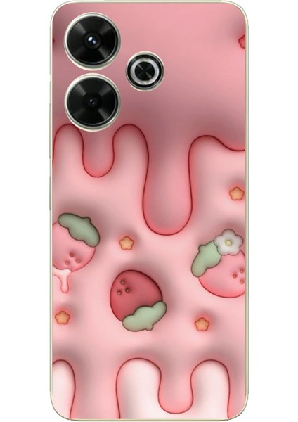 Redmi 13 Uyumlu Çilekli Pasta Baskılı Silikon Kılıf