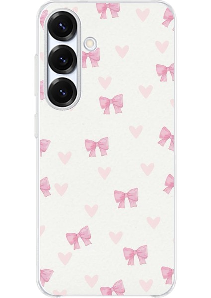 Samsung Galaxy S25 Plus Uyumlu Fiyonklar ve Pembe Kalpler Baskılı Silikon Kılıf
