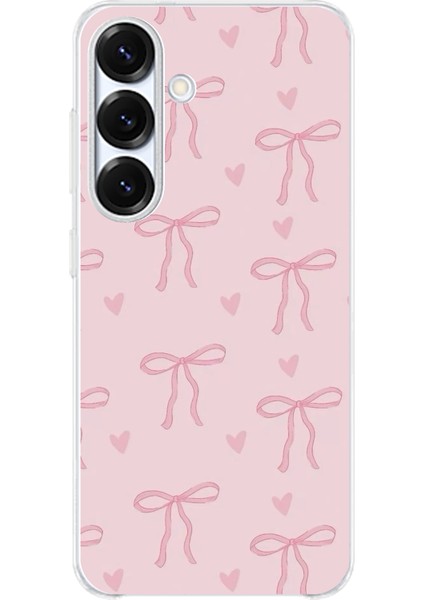 Samsung Galaxy S25 Plus Uyumlu Pembe Kalpli Fiyonklar Baskılı Silikon Kılıf