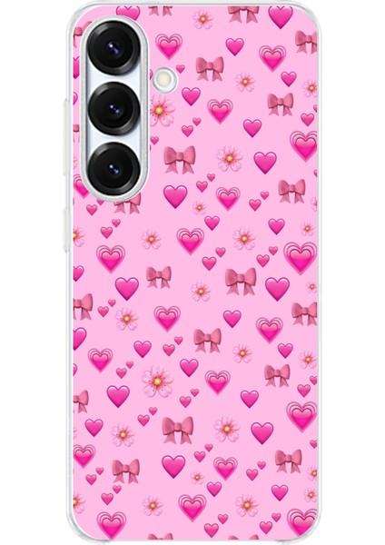 Samsung Galaxy S25 Plus Uyumlu Pembe Minik Kalpler Baskılı Silikon Kılıf