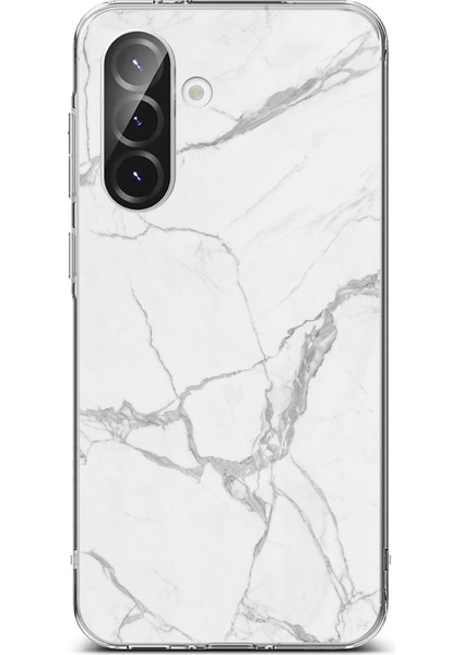 Samsung Galaxy A56 Uyumlu Gri Mermer Baskılı Silikon Kılıf