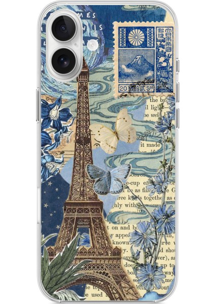iPhone 16 Plus Uyumlu Paris ve Eyfel Kulesi Baskılı Silikon Kılıf