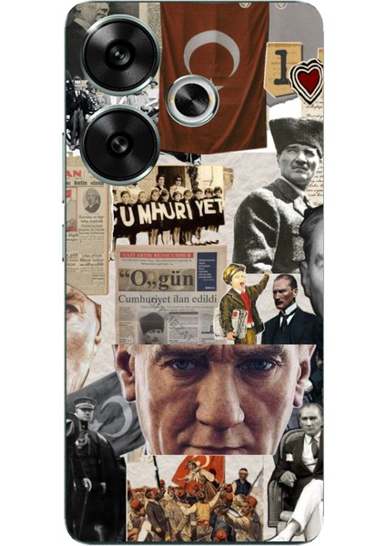 Poco F6 Uyumlu Atatürk Cumhuriyet Kolaj Baskılı Silikon Kılıf
