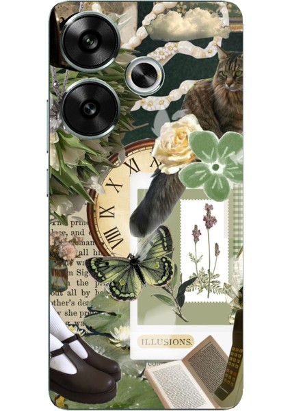 Poco F6 Uyumlu Yeşil Estetik Pano Kolaj Baskılı Silikon Kılıf