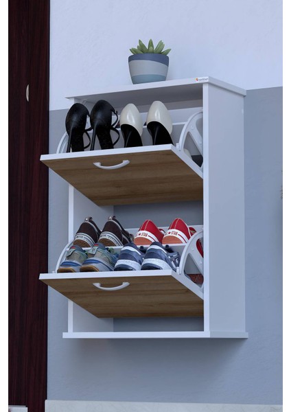 Umay Asma (52 Cm) Ayakkabılık 2 Düşer Kapaklı 4 Raflı (5 Farklı Renk Seçeneği) modelleri