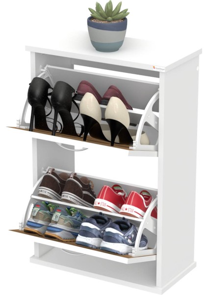 Umay Asma (52 Cm) Ayakkabılık 2 Düşer Kapaklı 4 Raflı (5 Farklı Renk Seçeneği)