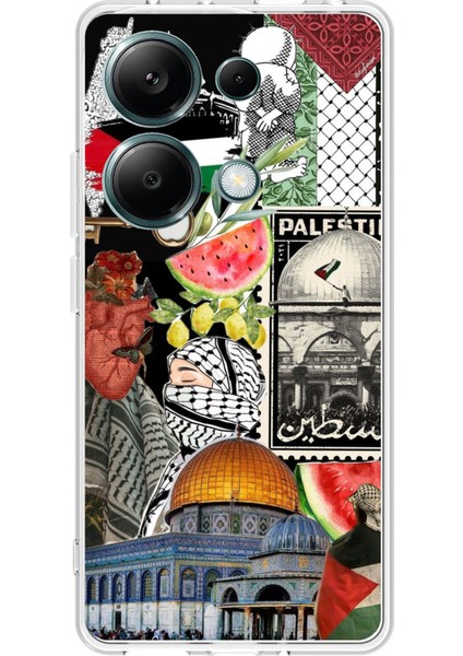 Redmi Note 13 Pro 4g Uyumlu Filistin Özgürlük Kolajı Baskılı Silikon Kılıf