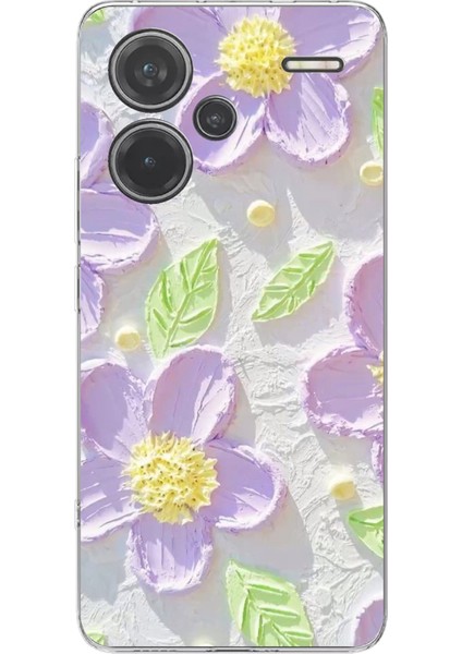 Redmi Note 13 Pro Plus 5g Uyumlu Mor Papatyalar Sulu Boya Baskılı Silikon Kılıf
