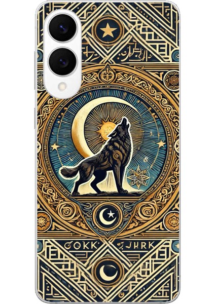 Samsung Galaxy S25 Edge Uyumlu Yalnız Kurt Göktürk Baskılı Silikon Kılıf