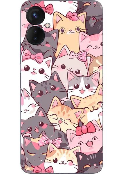 Tecno Spark 9 Pro Uyumlu Sevimli Kediler Baskılı Silikon Kılıf