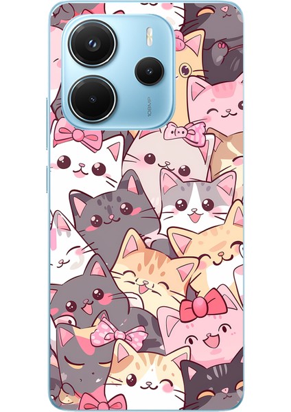 Redmi Note 14 4g Uyumlu Sevimli Kediler Baskılı Silikon Kılıf