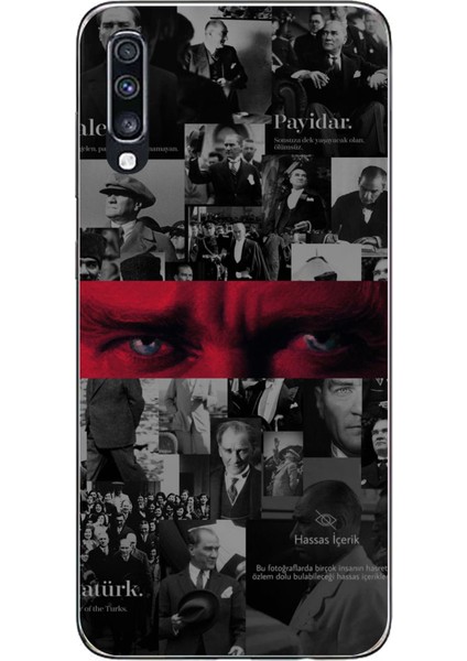 Samsung Galaxy A70 Uyumlu Atatürk Gözler Tasarım Baskılı Silikon Kılıf