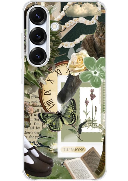 Samsung Galaxy S25 Plus Uyumlu Yeşil Estetik Pano Kolaj Baskılı Silikon Kılıf