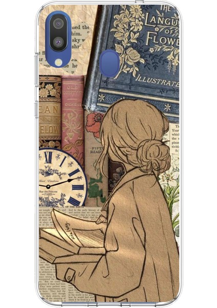 Samsung Galaxy M20 Uyumlu Retro Gazete Kadın Tasarımlı Baskılı Silikon Kılıf