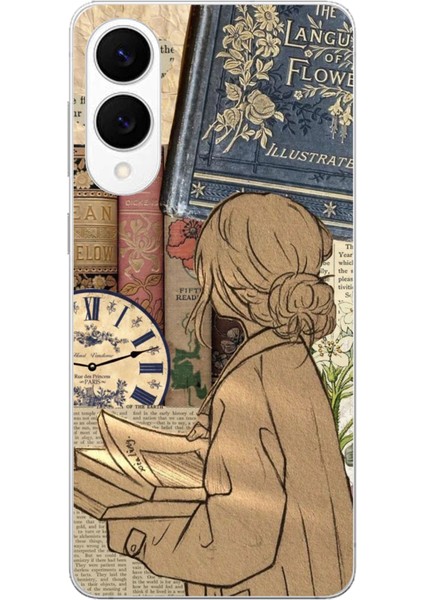 Samsung Galaxy S25 Edge Uyumlu Retro Gazete Kadın Tasarımlı Baskılı Silikon Kılıf