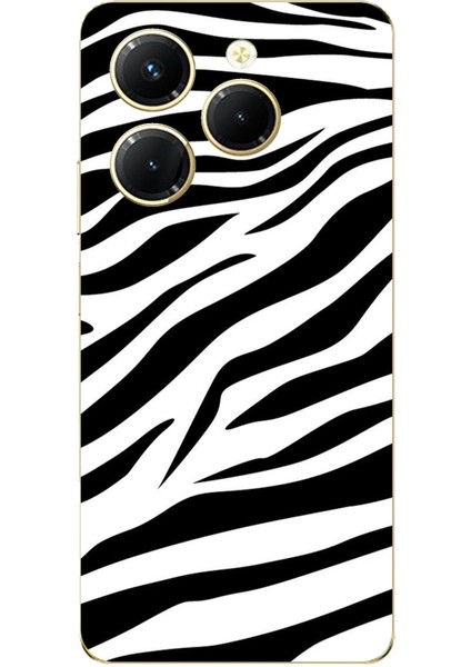 Tecno Spark 20 Pro Uyumlu Zebra Tasarımlı Baskılı Silikon Kılıf