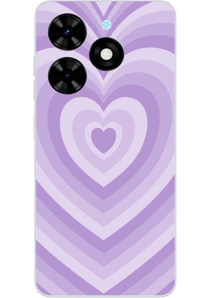 Tecno Spark Go 2024 Uyumlu Mor Kalp Dalgalar Tasarımlı Baskılı Silikon Kılıf