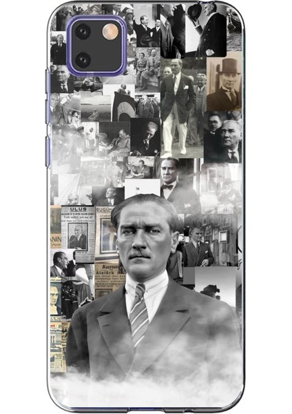 Huawei Y5P Uyumlu Mustafa Kemal Atatürk Kolaj Baskılı Silikon Kılıf