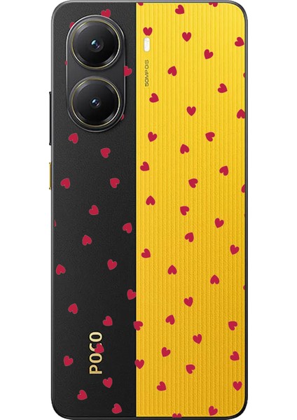 Poco X7 Pro Uyumlu Kırmızı Kalpler Tasarımlı Baskılı Silikon Kılıf