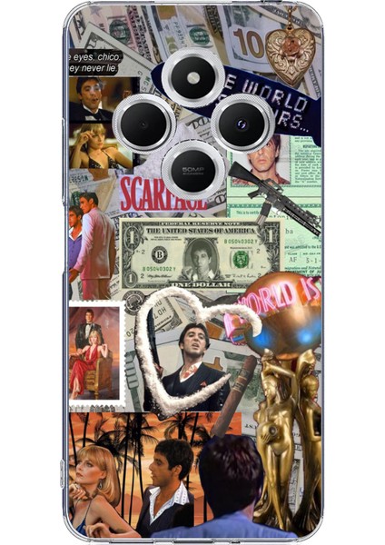Redmi 14C Uyumlu Scarface Kolaj Tasarımlı Baskılı Silikon Kılıf