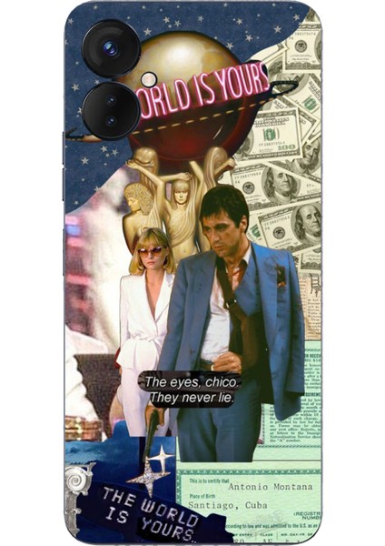 Tecno Spark 9 Pro Uyumlu Elvira Hancock & Tony Montana Tasarımlı Baskılı Silikon Kılıf