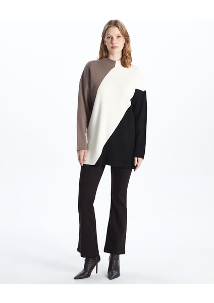 Yeni Sezon Yarım Balıkçı Yaka Renk Bloklu Kadın Triko Tunik fiyatları