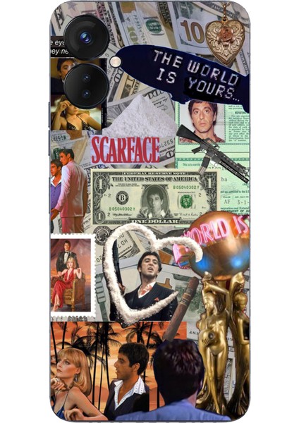 Tecno Spark 9 Pro Uyumlu Scarface Kolaj Tasarımlı Baskılı Silikon Kılıf