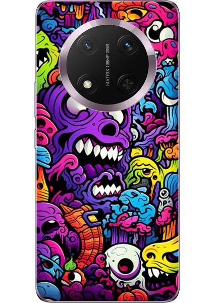 Honor Magic 7 Lite Uyumlu Psikodeli Renkli Canavarlar Baskılı Silikon Kılıf