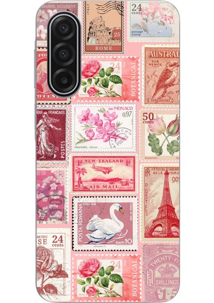 Samsung Galaxy A17 Uyumlu Pembe Posta Pulları Baskılı Silikon Kılıf