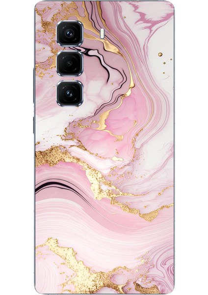 Infinix Hot 50 Pro Plus Uyumlu Pembe Mermer Baskılı Silikon Kılıf