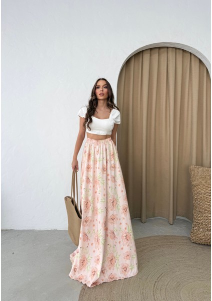 Summer Flower Maxi Etek Krem modelleri