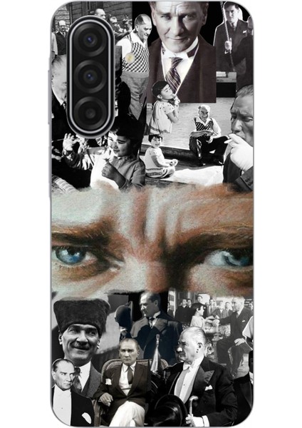 Samsung Galaxy A17 Uyumlu Atatürk Renkli Kolaj Gözler Baskılı Silikon Kılıf