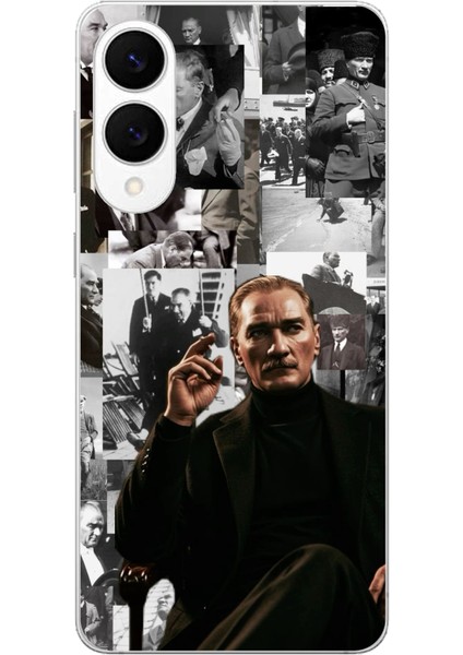 Samsung Galaxy S25 Edge Uyumlu Mustafa Kemal Atatürk Kolaj Baskılı Silikon Kılıf