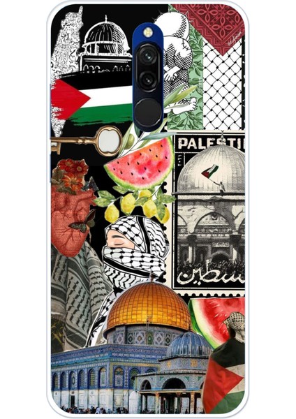 Redmi 8 Uyumlu Filistin Özgürlük Kolajı Baskılı Silikon Kılıf