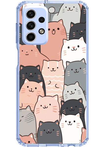 Samsung Galaxy A33 Uyumlu Pufi Kedicikler Tasarımlı Baskılı Silikon Kılıf