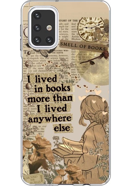 Samsung Galaxy M31S Uyumlu Kitap Okuyan Kadın Retro Baskılı Silikon Kılıf