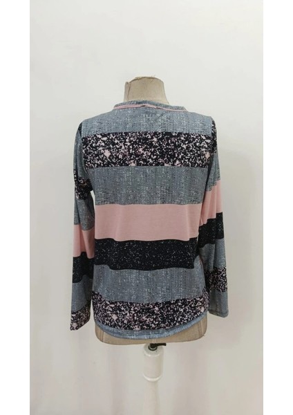 Kadın Uzun Kollu Yakadan Düğmeli Çizgili Desenli Süprem Bluz indirimleri