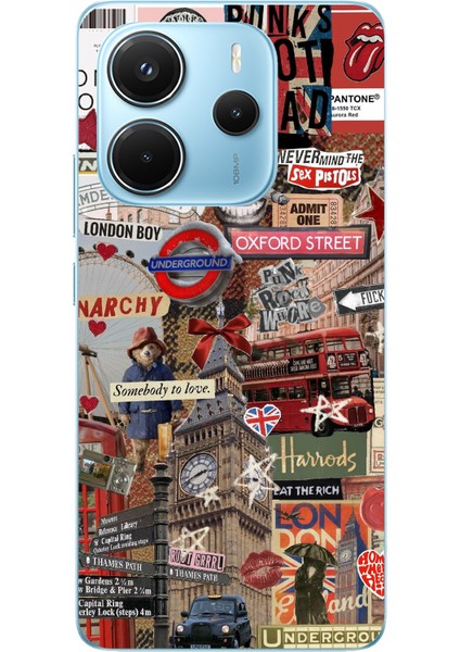 Redmi Note 14 4g Uyumlu Londra Baskılı Silikon Kılıf