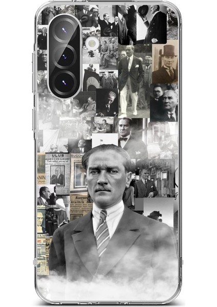 Samsung Galaxy A56 Uyumlu Mustafa Kemal Atatürk Kolaj Baskılı Silikon Kılıf