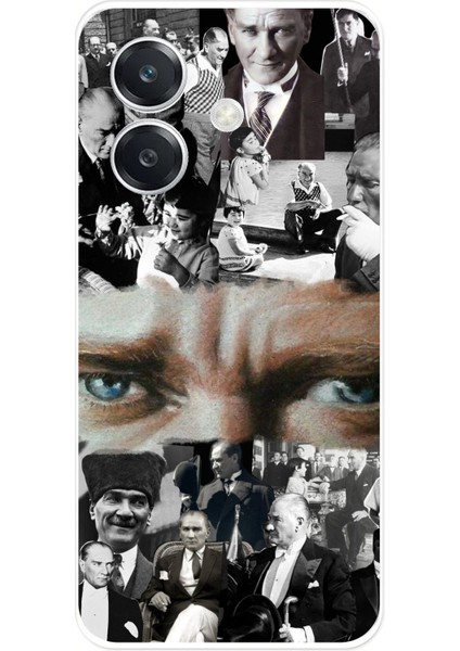 Oppo A3 Uyumlu Atatürk Renkli Kolaj Gözler Baskılı Silikon Kılıf