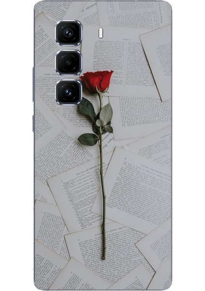 Infinix Hot 50 Pro Plus Uyumlu Kırmızı Gül Baskılı Silikon Kılıf