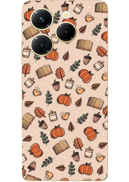 Tecno Spark 20 Pro Uyumlu Sonbahar Balkabağı Baskılı Silikon Kılıf